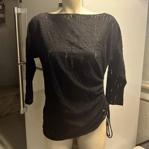 Sexy three quarter sleeve black top- a little peekaboo!